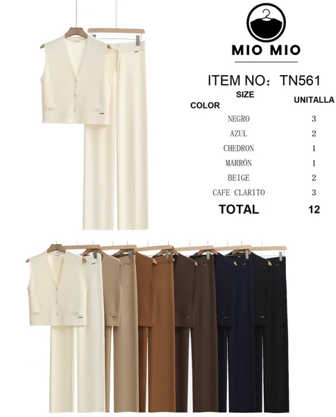 Conjunto de chaleco sin mangas y pantalón de punto-TN561