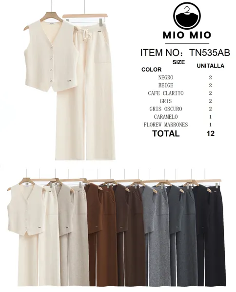 Conjunto de Chaleco y Pantalón de Dos Piezas-TN535AB