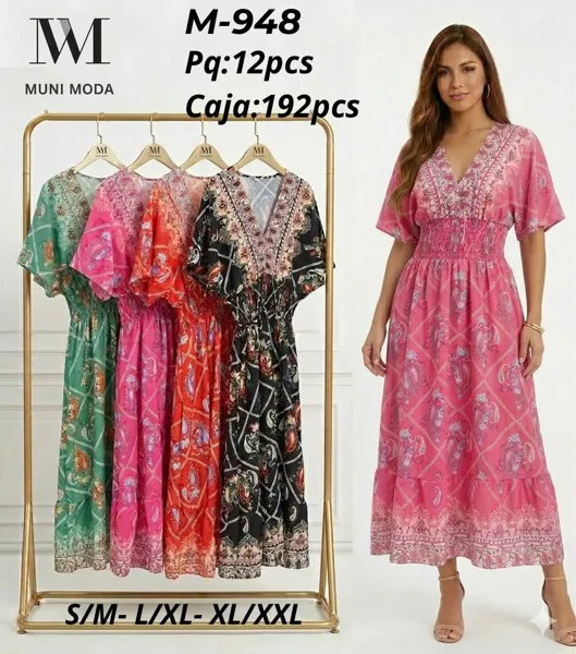 Vestido largo estampado étnico
