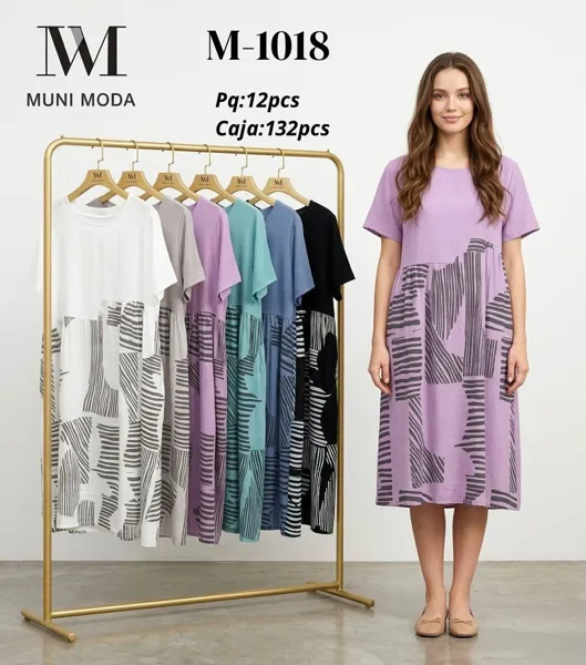 Vestido de manga corta con estampado abstracto