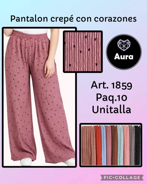 Pantalon crepé con corazones