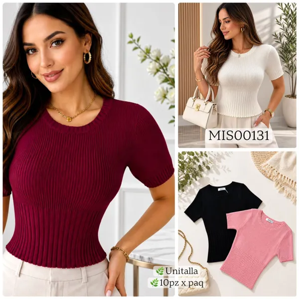 Blusa tejida de manga corta
