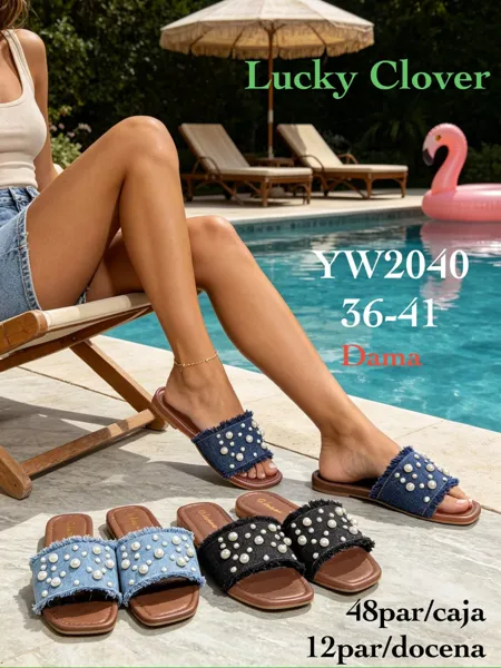 Sandalias de mezclilla con perlas