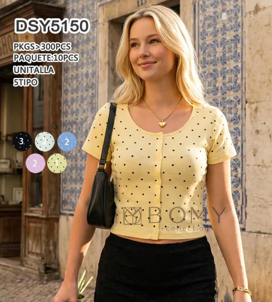 Crop top de puntos con botones