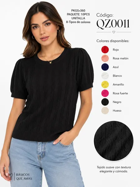 Blusa de manga corta con textura