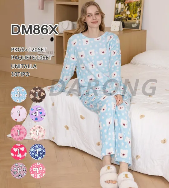 Pijama de dos piezas de felpa con estampado de osos