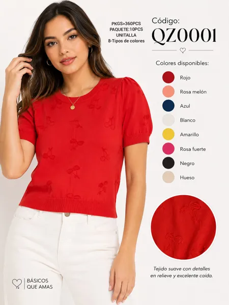 Blusa de manga corta con relieve