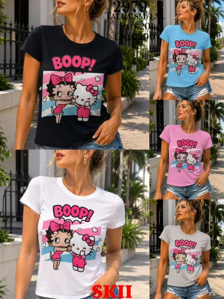 Playera de Betty Boop y Hello Kitty