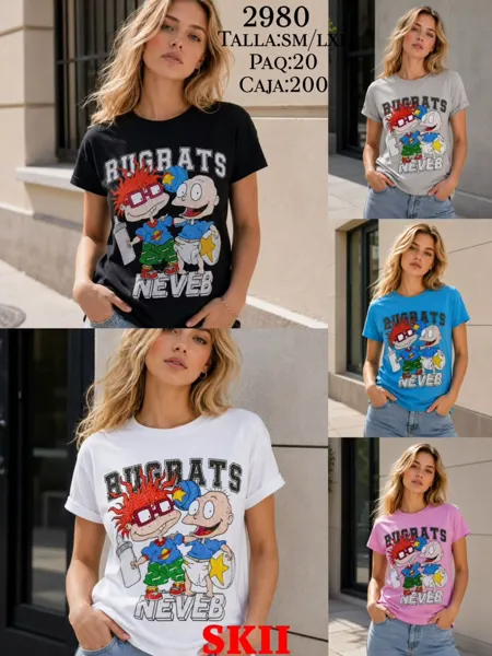 Playera de manga corta con estampado de Rugrats