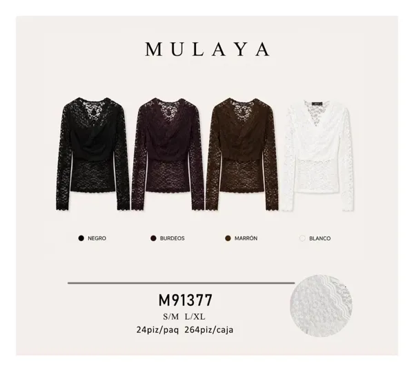 Blusa de encaje manga larga