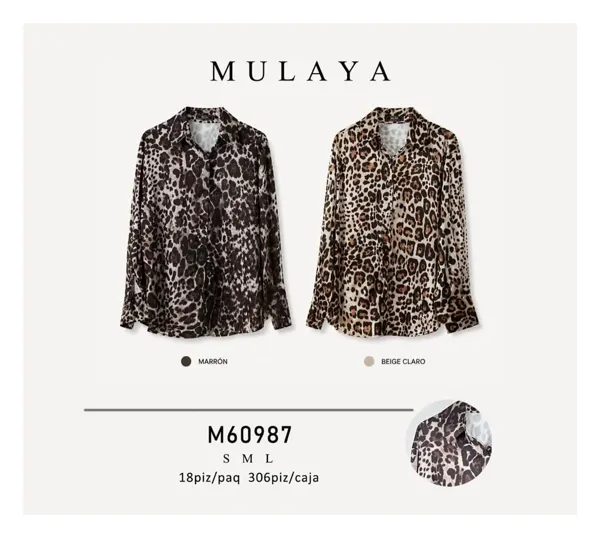 Blusa de manga larga con estampado de leopardo