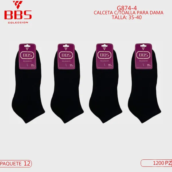 CALCETIN C/TOALLA NEGRO PARA DAMA