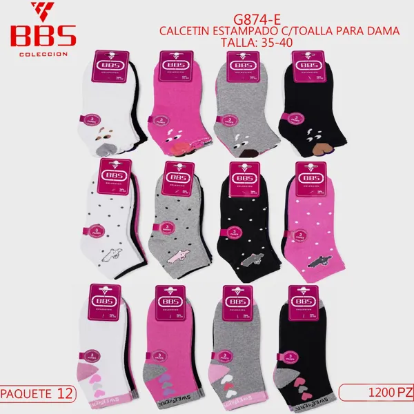 CALCETIN ESTAMPADO C/TOALLA PARA DAMA