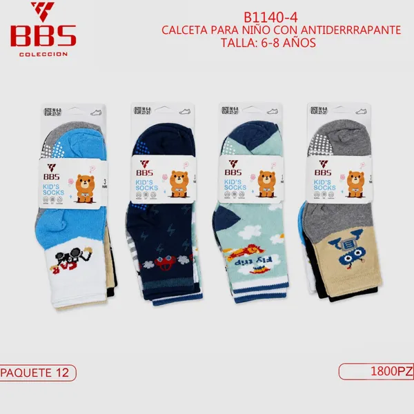 CALCETA CON ANTIDERRAPANTE PARA NIÑO 6-8 AÑOS