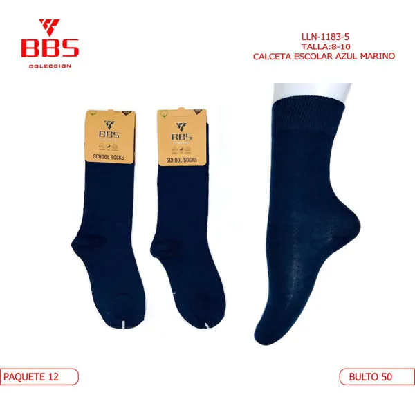 CALCETIN ESCOLAR CORTO AZUL MARINO (8-10)