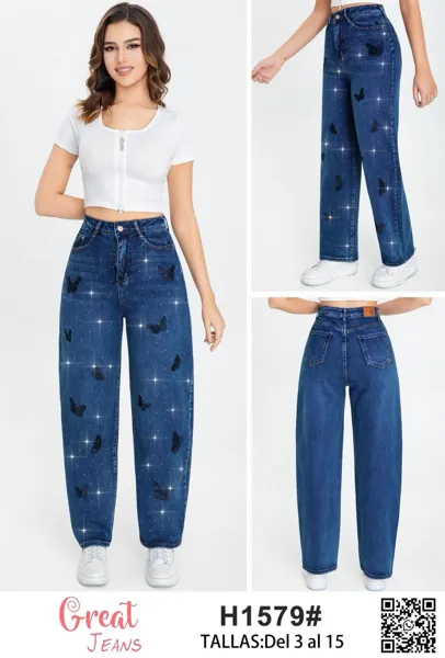 Jeans con diseño de mariposas