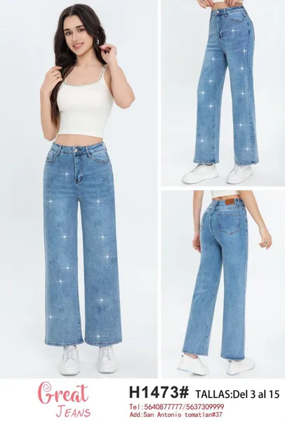 Jeans con diseño de lazo y brillos