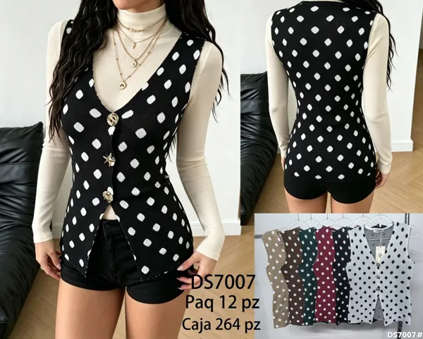 Top sin mangas con estampado de lunares