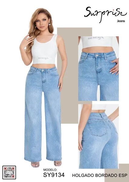 Jeans Holgado Bordado Especial Surprise
