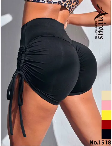 Shorts deportivos de cintura alta con fruncido lateral