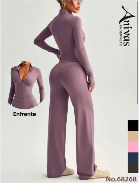 Conjunto deportivo de top de manga larga y pantalón