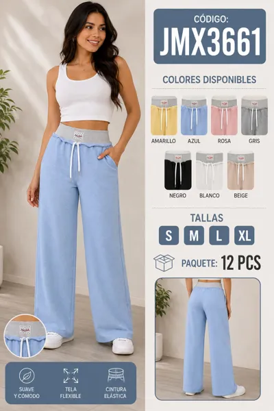 Pantalones anchos casuales con cintura elástica
