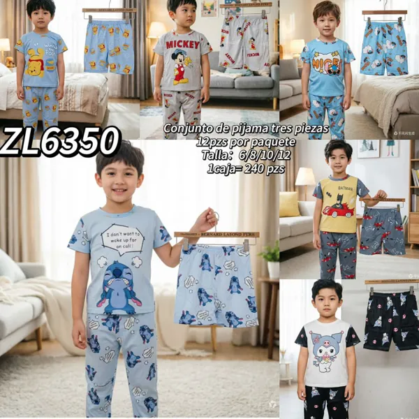 Conjunto de Pijama Infantil de Tres Piezas