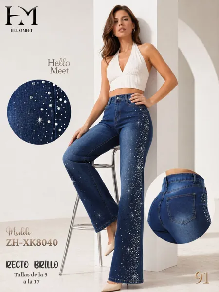 Jeans Recto con Brillo