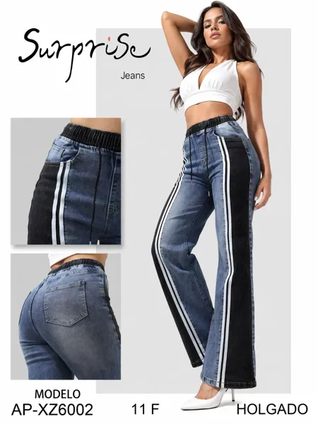 Jeans holgado con franjas laterales