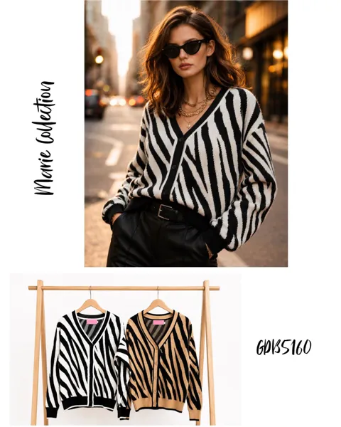 Sueter de estampado de botones zebra