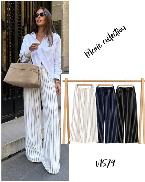 Pantalón de lino rayado
