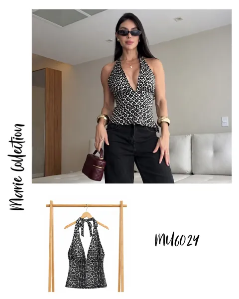 Blusa halter animal print