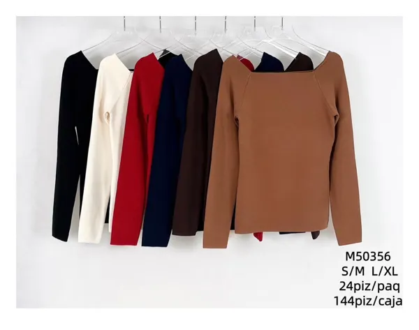 Blusa de manga larga cuello cuadrado