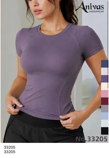 Playera deportiva ajustada de manga corta-33205