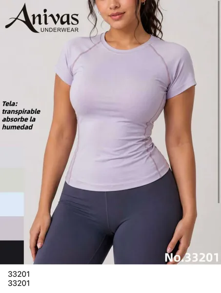 Playera de manga corta transpirable para mujer-33201