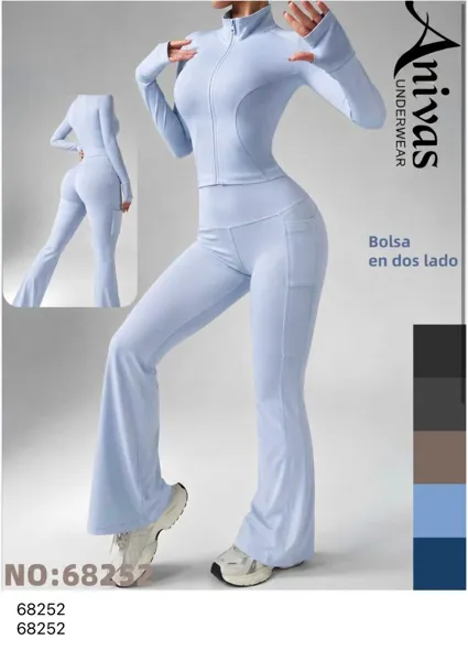 Conjunto Deportivo de Chaqueta y Pantalones Acampanados-68252