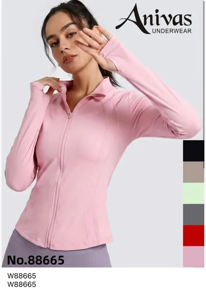 Chaqueta deportiva de manga larga con cremallera-W88665