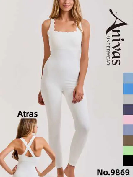 Body de ropa interior para mujer con escote festoneado y espalda cruzada-9869