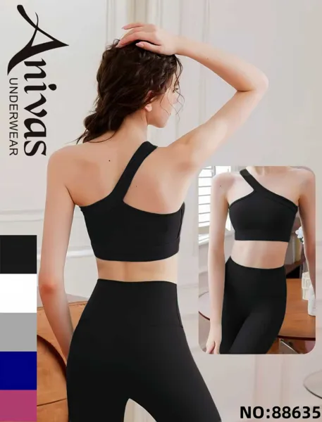 Conjunto deportivo de top de un hombro y leggings-88635