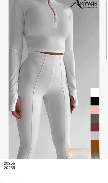 Conjunto de Top de Manga Larga con Cremallera y Pantalones de Tiro Alto-20255