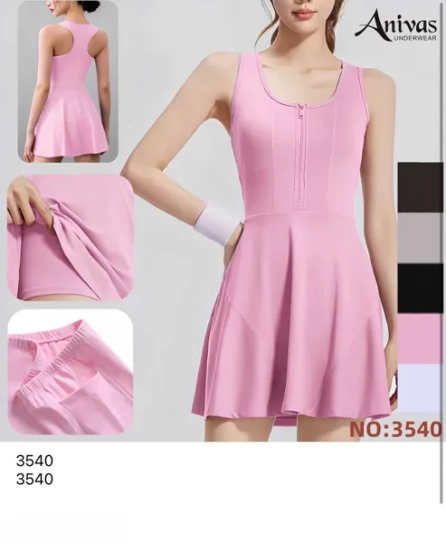 Vestido deportivo con cremallera con short-3540