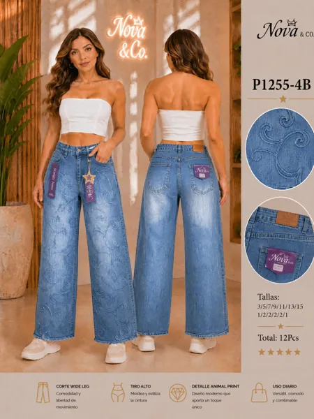 Jeans corte wide leg