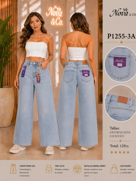 Jeans corte wide leg