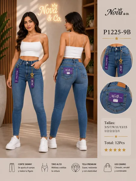 Jeans Skinny Tiro Alto