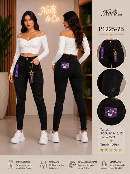 Jeans Skinny con Strass