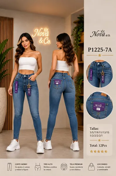 Jeans corte skinny de tiro alto