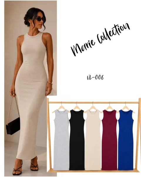 Vestido largo ajustado sin mangas