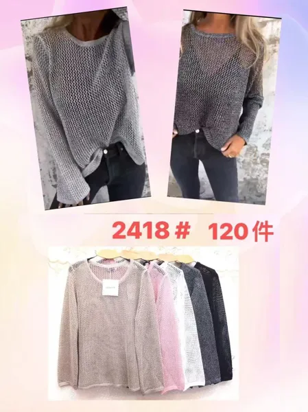 Blusa de punto calado de manga larga