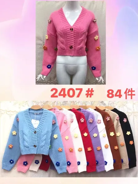 Suéter cardigan de punto con flores
