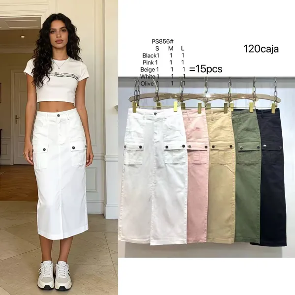 Falda cargo midi